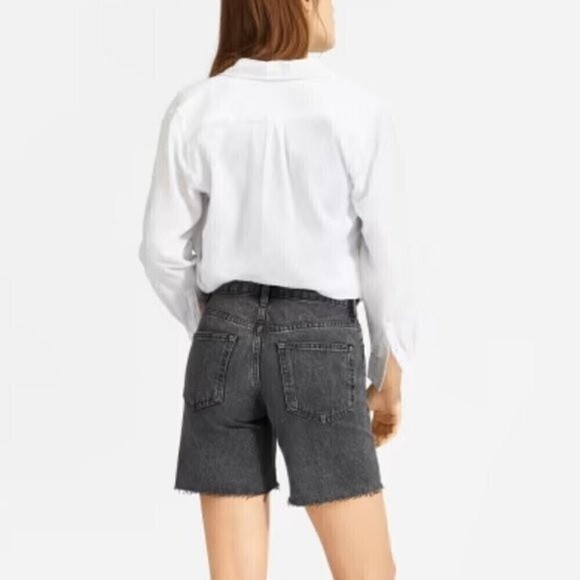 Everlane Washed Cotton Relaxed Rolled Cut off Hem Jean Shorts Black Size 24 - Picture 4 of 11